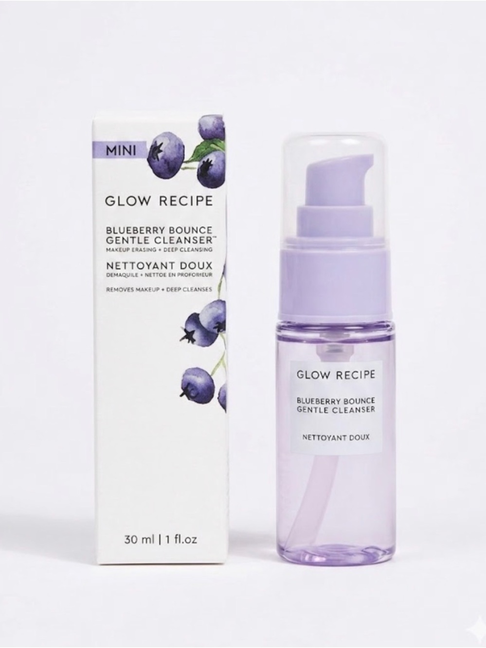 Glow Recipe Blueberry Bounce Gentle Cleanser Travel Size AHA Hyaluronic Acid
